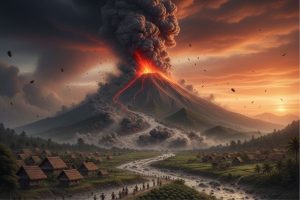 Ilustrasi: Jejak Erupsi Galunggung dalam Sejarah dan Memori Kolonial (Digital Image AI)