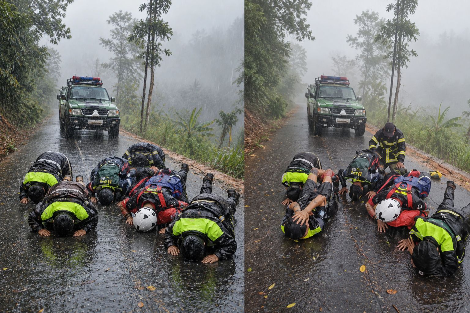 Sujud Syukur Para Relawan Pemadam Kebakaran Hutan di Kalimantan atas Turunannya Hujan Kita menyingkat kebakaran hutan menjadi karhutla. Bahasanya makin ringkas, tapi jangan sampai rasa kemanusiaan ikut terpangkas.